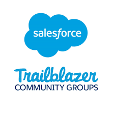 Salesforce Trailblazer Community Logo, blue Salesforce cloud logo with dark blue text